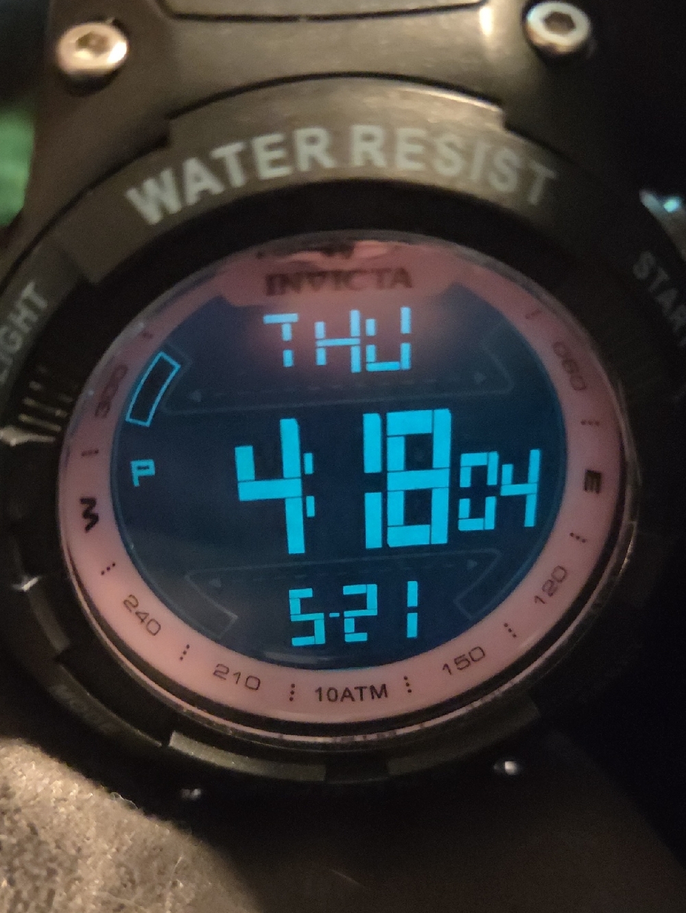Invicta Racing Watch with Pink Silicone Strap and Silver Caseback